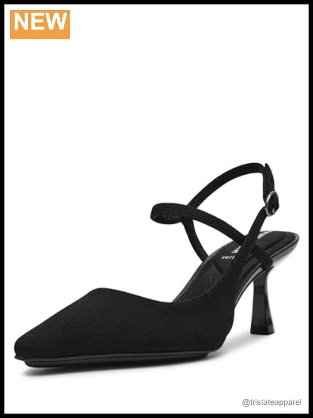 Slingback Kitten Heel Pumps with Ankle Buckle Adjustable Strap